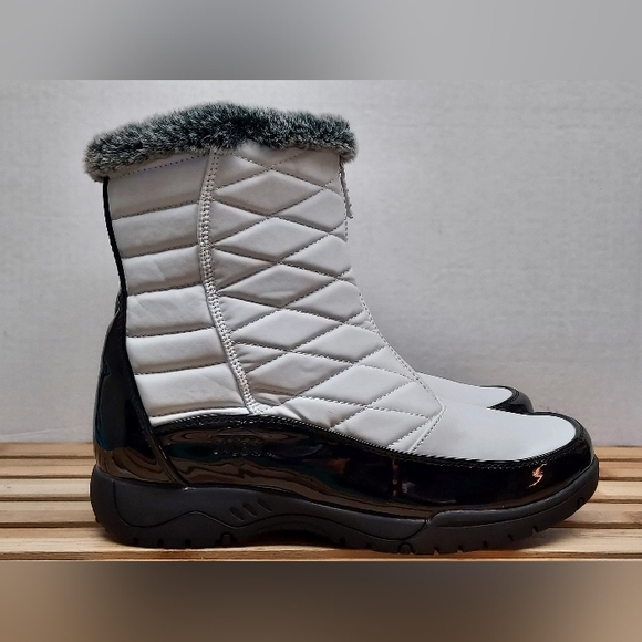 TOTES Womens | White & Black | Esther Pull On Winter Boots Size 10M - Picture 6 of 10